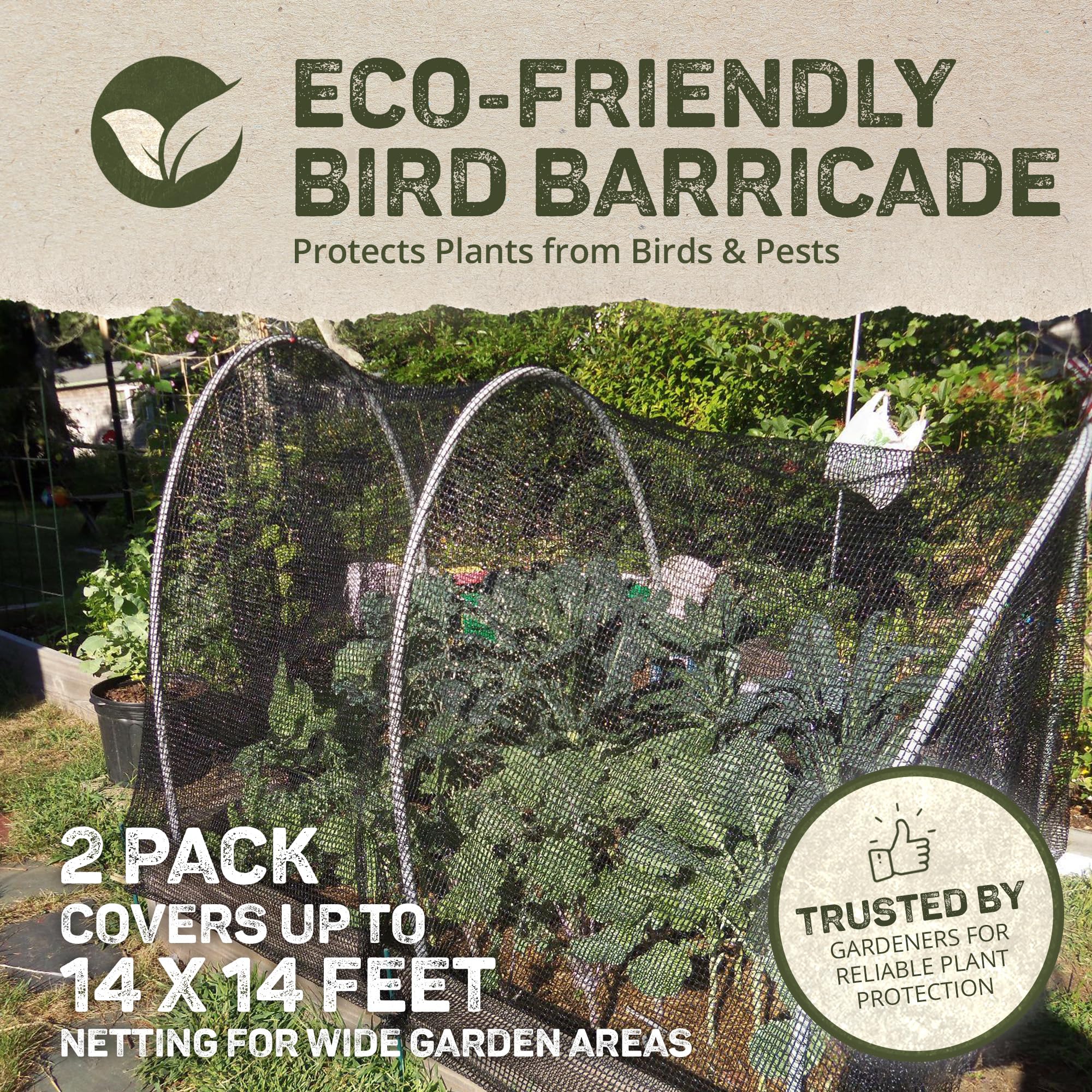 DeWitt 2-Pack Deluxe Bird Barricade Netting with 1/4 Inch Openings, 14x14 Feet – Polyethylene Mesh Protection for Garden Plants, Fruits, Vegetables, Bushes, Trees and Flowers - Image 4