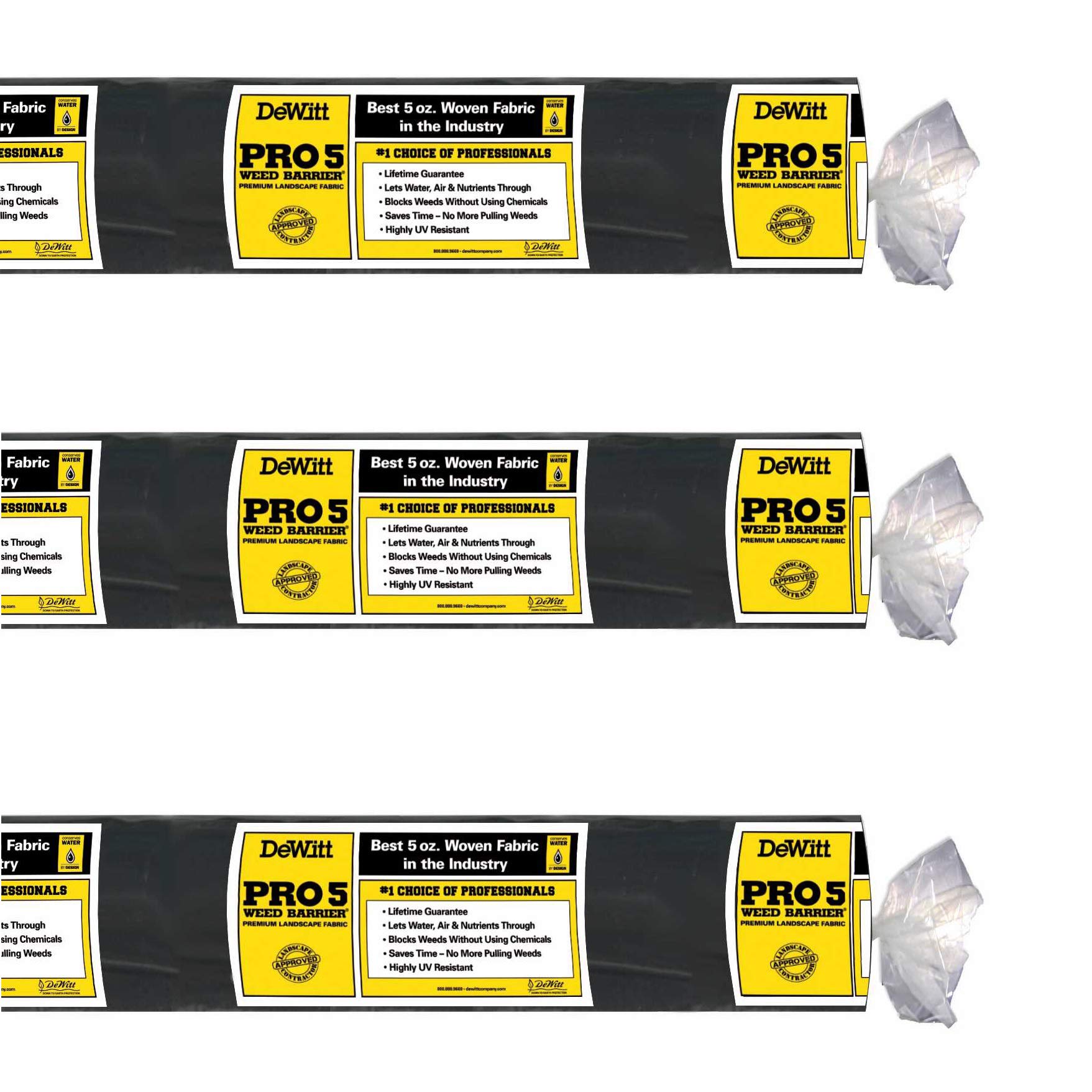 Dewitt 3-Pack Pro-5 Weed Barrier Fabric 5 oz, 6 x 250 Feet – Heavy-Duty Woven Landscape Ground Cover Mat for Raised Garden Bed, Greenhouse Gardening, Outdoor Landscaping, and Commercial Planting - Image 9