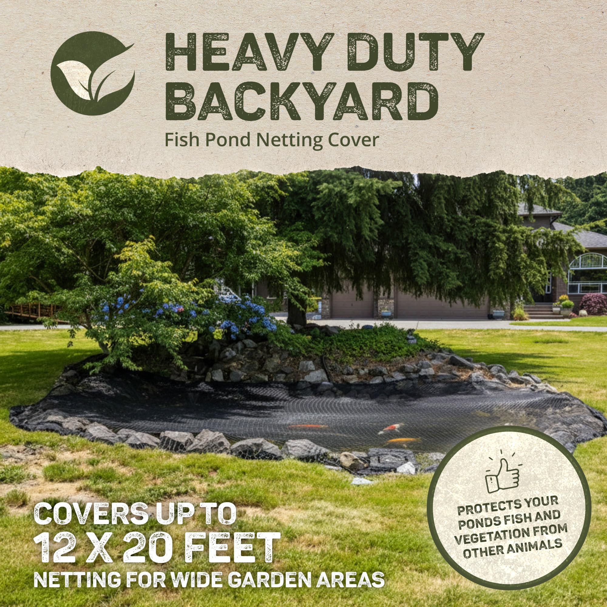 Dewitt Deluxe Pond Netting with 1/4-Inch Openings, 12 x 20 Feet – Plastic Cover Mesh for Fish and Koi Protection, Leaf and Bird Net Barrier for Outdoor Garden Water Feature - Image 3