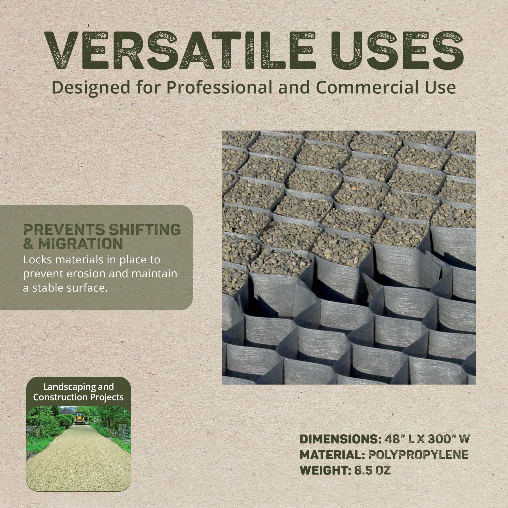 DeWitt DuPont GroundGrid Geotextile Stabilization System - Heavy-Duty Ground Reinforcement & Durable Gravel, Soil & Sand Stabilizer for Driveways, Pathways, Slopes & Construction Projects - Image 4