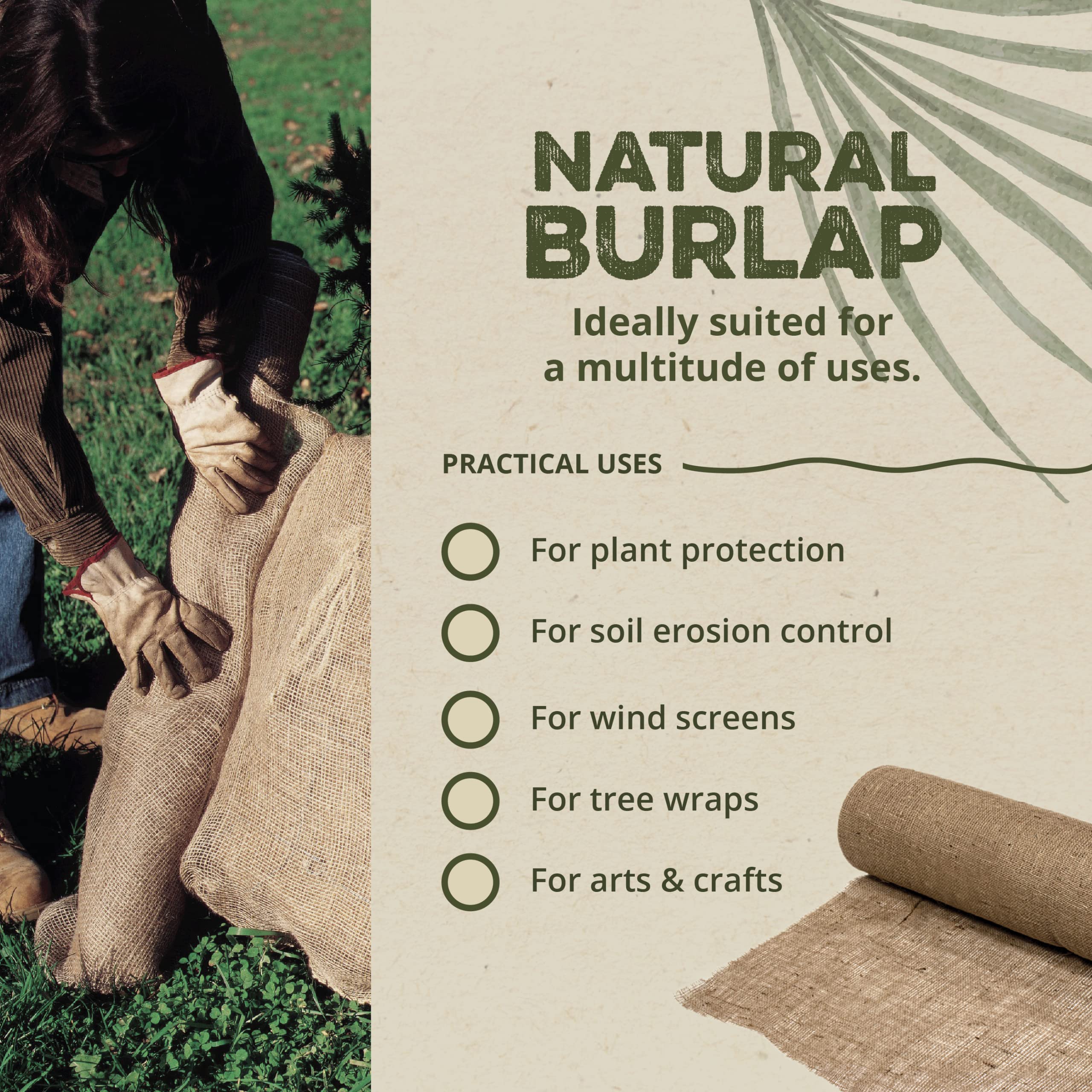 Dewitt Natural Burlap Roll 5.5 oz, 4 x 250 Feet – Medium-Weave Jute Fabric for Soil Covering, Plant Protection, Tree Wraps, Erosion Control, Wind Screens, and Crafts - Image 8