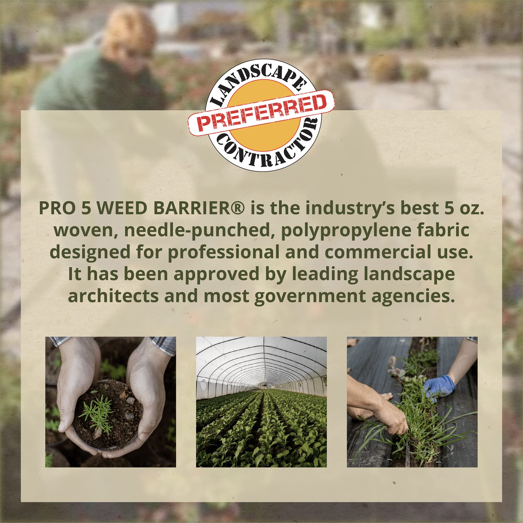 Dewitt Pro-5 Weed Barrier Fabric 5 oz, 4 x 250 Feet – Heavy-Duty Woven Landscape Ground Cover Mat for Raised Garden Bed, Greenhouse Gardening, Outdoor Landscaping, and Commercial Planting - Image 3